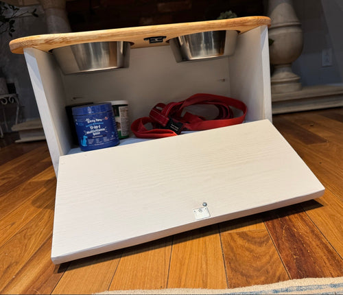 15” Feeding Stand Double bowl & Storage